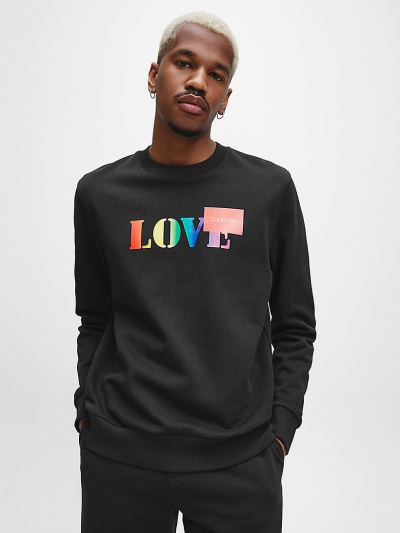 Calvin Klein Ruhák HU224571 | Calvin Klein Organic Cotton Logo Férfi Pulóver Fekete